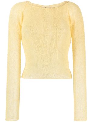 Ambra Maddalena Beckie open-knit sheer top - Yellow