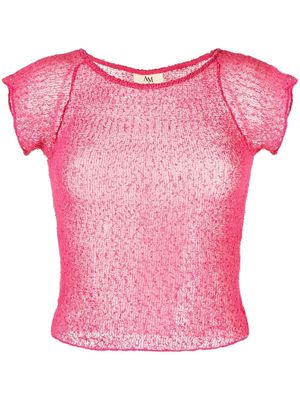 Ambra Maddalena open-knit cap-sleeve T-shirt - Pink