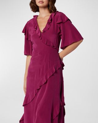 Ambroise Ruffle-Trim Silk Midi Dress