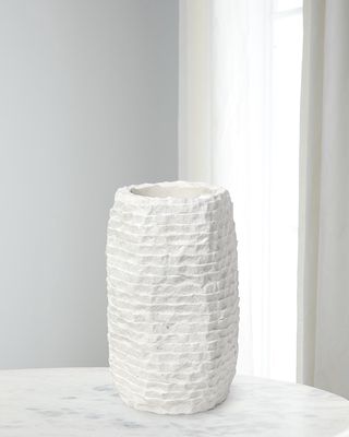 Ambrose Tall Chiseled Marble Vase, 14"