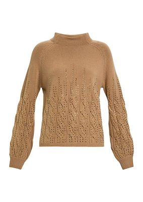 Ambrosia Crystal Wool-Blend Cable-Knit Sweater