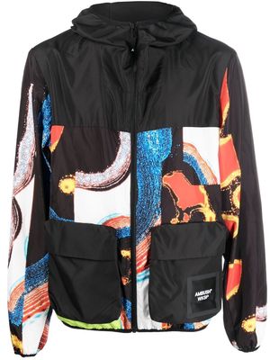 AMBUSH abstract-pattern paneled technical jacket - Black
