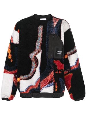 AMBUSH abstract-print faux-shearling sweatshirt - Black