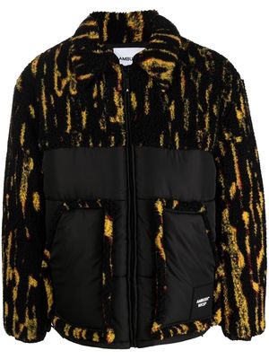 AMBUSH abstract-print panelled jacket - YELLOW FLUO BLACK