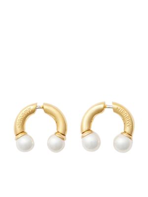 AMBUSH Barbell faux pearl-embellished earrings - Gold