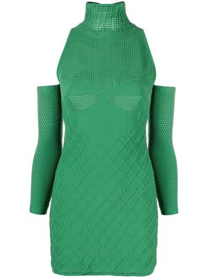 AMBUSH cold-shoulder crochet-knit minidress - Green