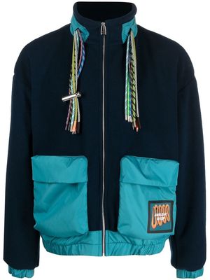 AMBUSH colour-block fleece jacket - NAVY BLUE YELLOW FLUO