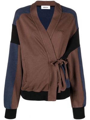 AMBUSH colour-block wrap cardigan - Brown