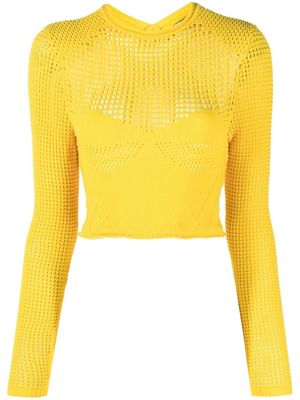 AMBUSH crochet-hearts cropped jumper - Yellow