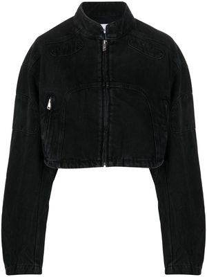 AMBUSH cropped denim biker jacket - Black