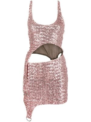 AMBUSH cut-out asymmetric sequin minidress - Pink