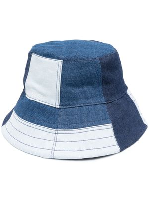 AMBUSH denim-patchwork bucket hat - Blue