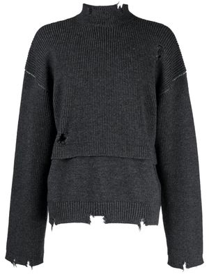 AMBUSH distressed-knit virgin-wool jumper - Grey