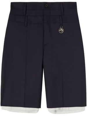 AMBUSH double-belt raw-cut tailored shorts - Blue