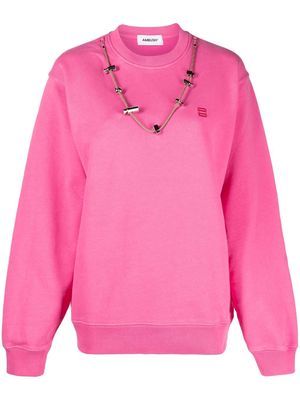 AMBUSH drawcord-detail logo-embroidered sweatshirt - Pink