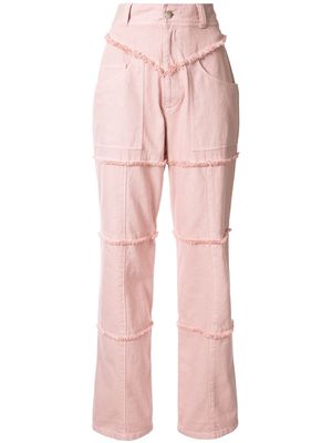 AMBUSH fringed high-rise straight-leg jeans - Pink