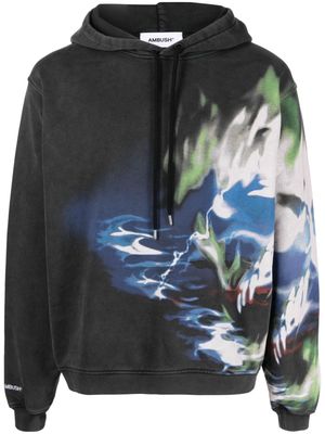 AMBUSH graphic-print cotton hoodie - Black