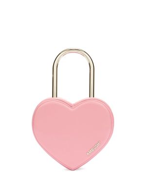 AMBUSH Heart Padlock leather tote bag - Pink