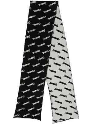 AMBUSH intarsia logo-knit virgin wool-blend scarf - Black