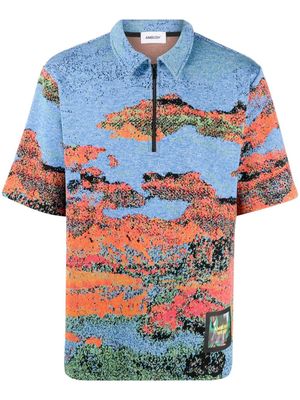 AMBUSH jacquard half-zip polo shirt - Blue