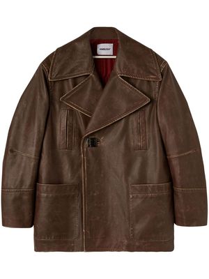 AMBUSH leather peacoat jacket - Brown