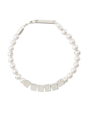 AMBUSH Letterblock pearl-embellished bracelet - White