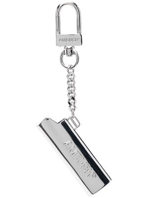 AMBUSH Lighter Case logo-engraved keyring - Grey