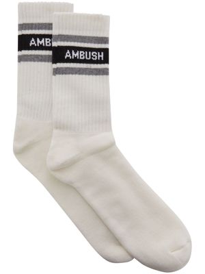 AMBUSH logo-intarsia socks - Neutrals