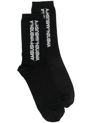 AMBUSH logo-jacquard ribbed-trim socks - Black