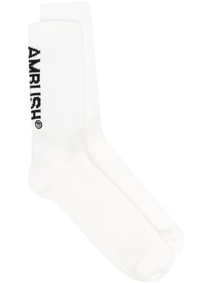 AMBUSH logo-jacquard socks - White