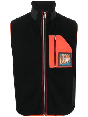 AMBUSH logo-patch fleece vest - Black