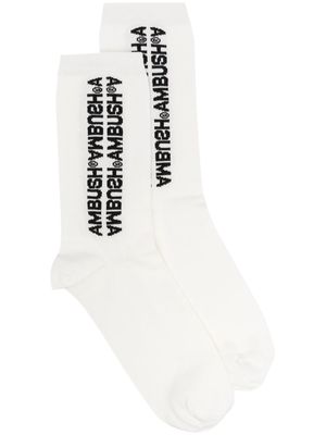 AMBUSH logo-print cotton socks - White