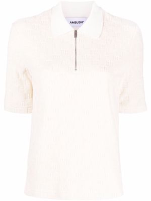 AMBUSH monogram half-zip polo shirt - White