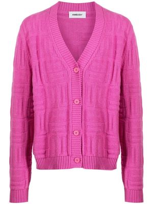 AMBUSH monogram knit cardigan - Pink