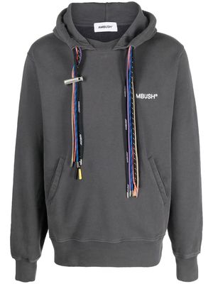 AMBUSH multicord-drawstring organic cotton hoodie - Grey