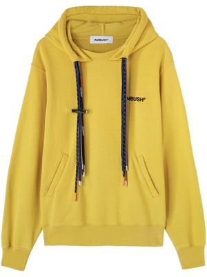 AMBUSH multicord-drawstring organic cotton hoodie - Yellow