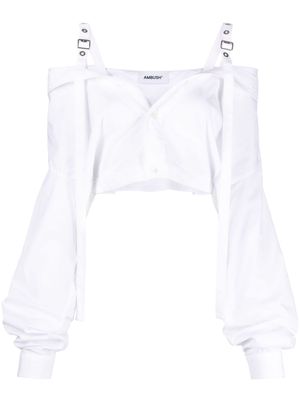 AMBUSH off-shoulder cropped shirt - White