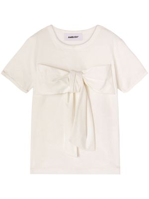 AMBUSH oversized-bow cotton T-shirt - Neutrals