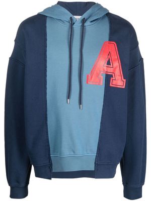 AMBUSH panelled logo-print hoodie - Blue