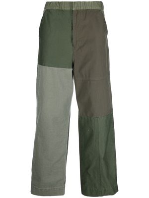 AMBUSH patchwork-design straight-leg trousers - Green