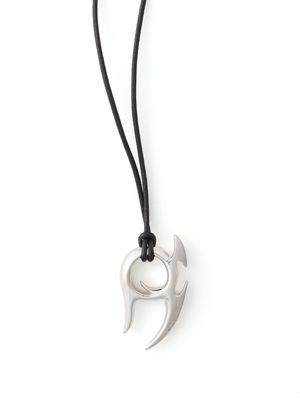 AMBUSH pendant-charm leather necklace - Silver