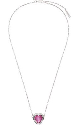 AMBUSH Silver & Pink Heart Stone Charm Necklace