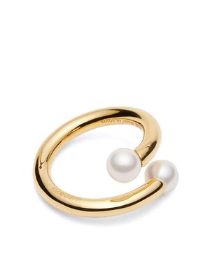 AMBUSH small Barbell faux pearl-embellished ring - Gold