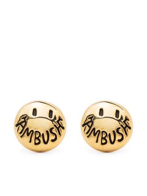 AMBUSH Smiley logo-engraved earrings - Gold