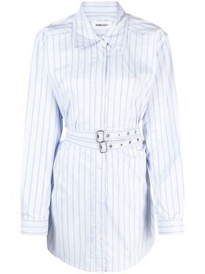 AMBUSH striped cotton-blend shirtdress - Blue