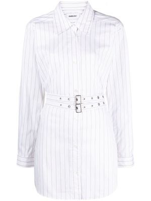 AMBUSH striped cotton-blend shirtdress - White