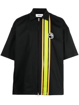 AMBUSH striped short-sleeve zipped shirt - Black