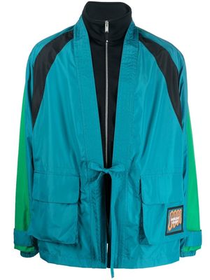AMBUSH tie-front panelled technical jacket - Blue