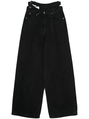 AMBUSH waist-belt wide-leg jeans - Black