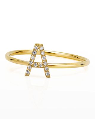 Amelia 14k Gold Diamond Stackable Initial Ring